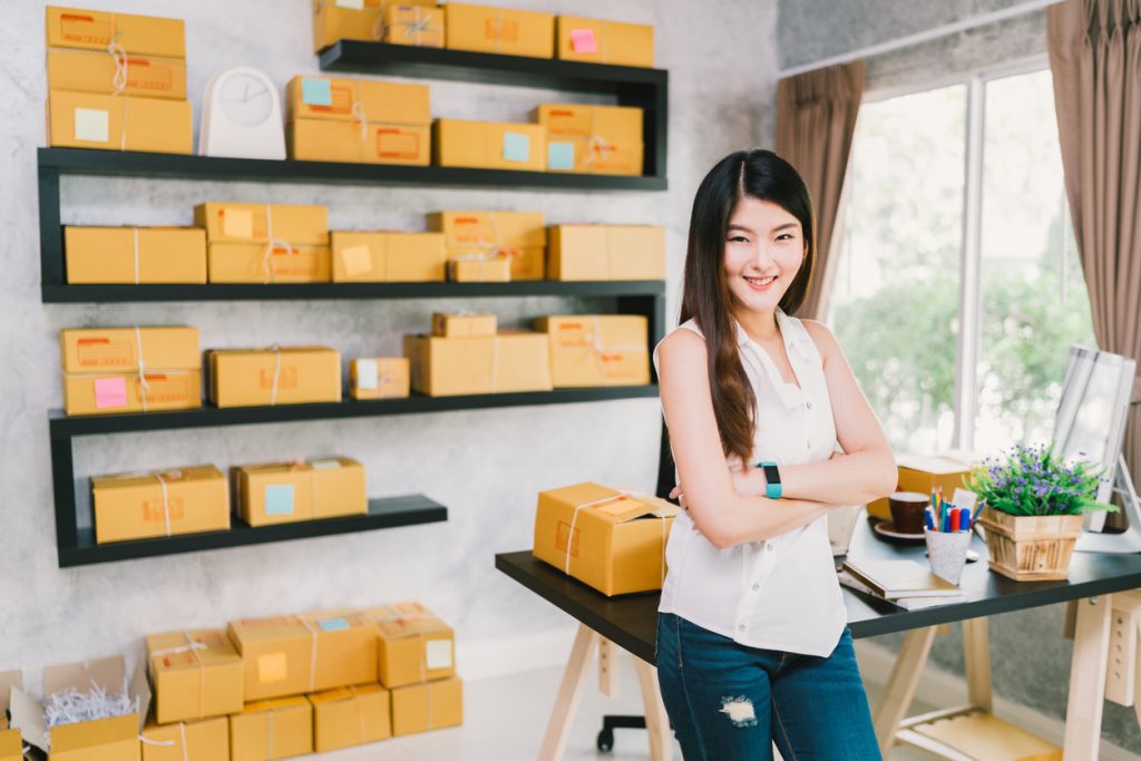 woman with boxes